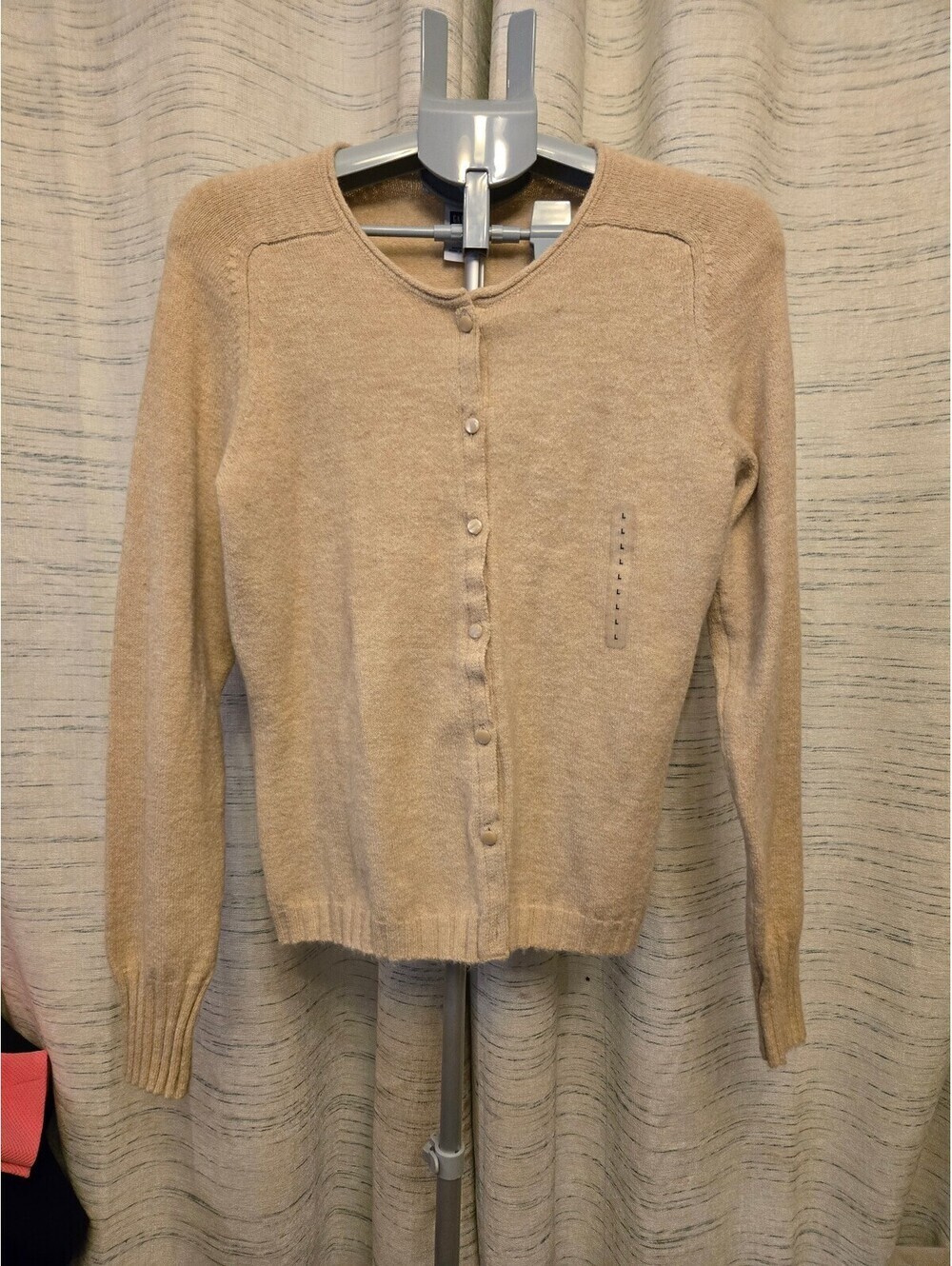 NWT GAP Stretch Button Front Cardigan Sweater Women's Large Oatmeal Wool Blend